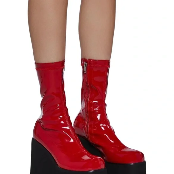 Red Lamoda Platform Boots - Picture 1 of 3